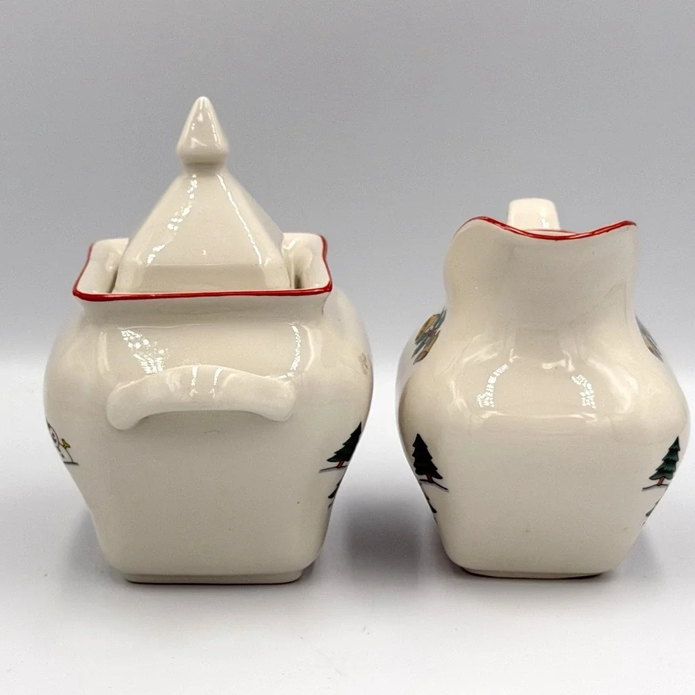 VTG 80s Jamestown China Joy of Christmas‎ Sugar Creamer Stoneware Set